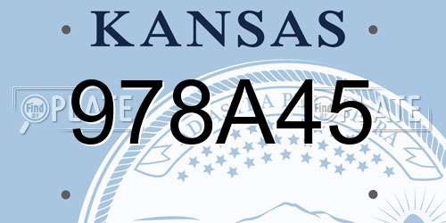 978A45 Kansas License Plate