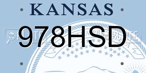978HSD Kansas License Plate