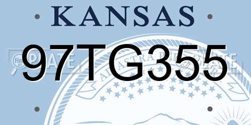 97TG355 Kansas License Plate