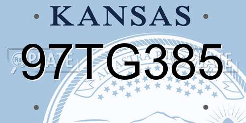 97TG385 Kansas License Plate