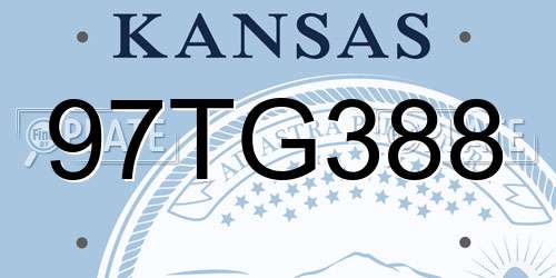 97TG388 Kansas License Plate