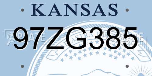 97ZG385 Kansas License Plate
