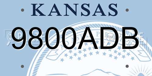 9800ADB Kansas License Plate