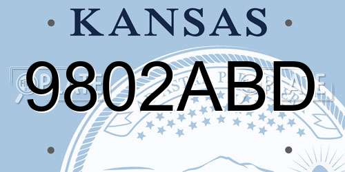 9802ABD Kansas License Plate