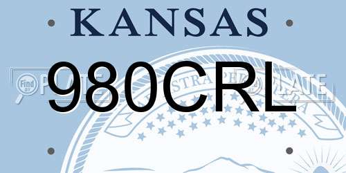 980CRL Kansas License Plate