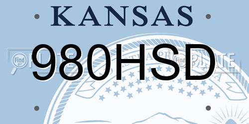 980HSD Kansas License Plate