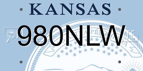 980NLW Kansas License Plate