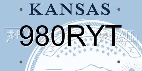 980RYT Kansas License Plate