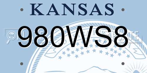 980WS8 Kansas License Plate