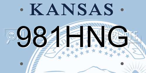 981HNG Kansas License Plate