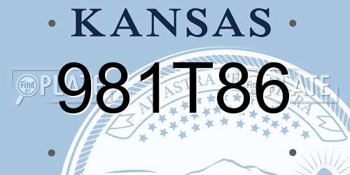 981T86 Kansas License Plate