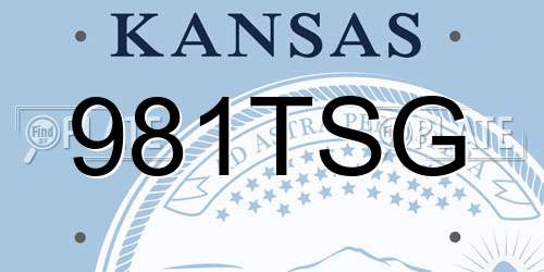 981TSG Kansas License Plate