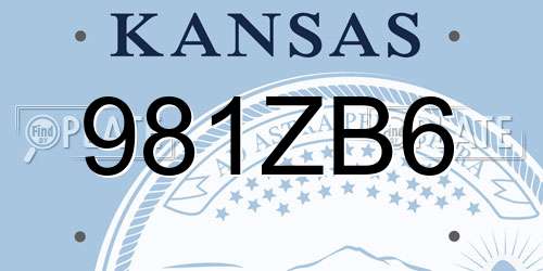 981ZB6 Kansas License Plate