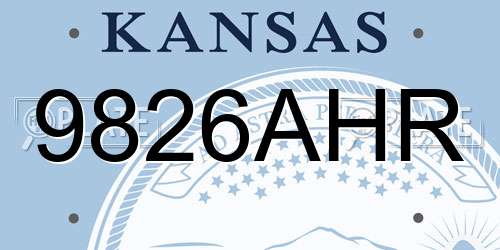 9826AHR Kansas License Plate