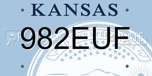 982EUF Kansas License Plate