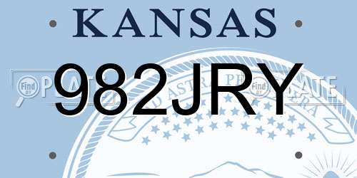 982JRY Kansas License Plate