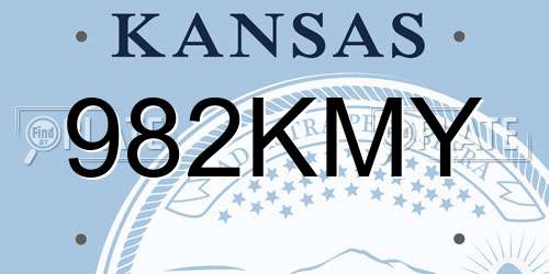 982KMY Kansas License Plate