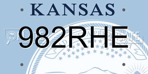 982RHE Kansas License Plate