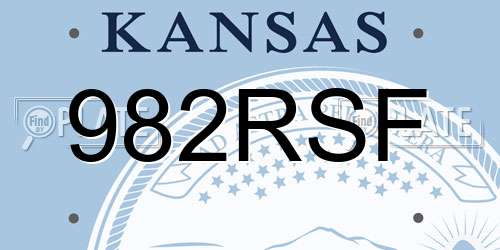 982RSF Kansas License Plate
