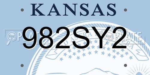 982SY2 Kansas License Plate