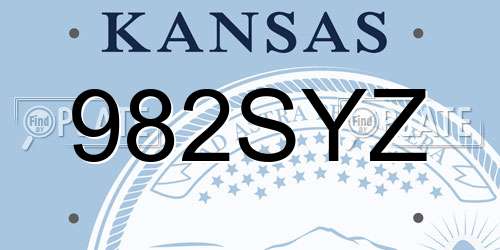 982SYZ Kansas License Plate