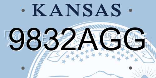 9832AGG Kansas License Plate