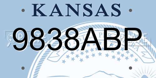 9838ABP Kansas License Plate