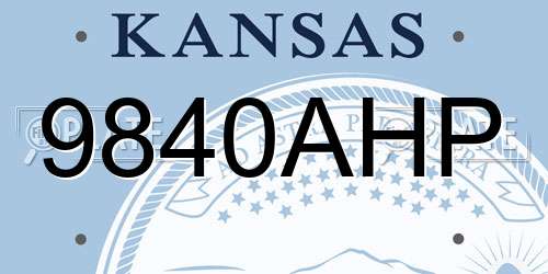 9840AHP Kansas License Plate