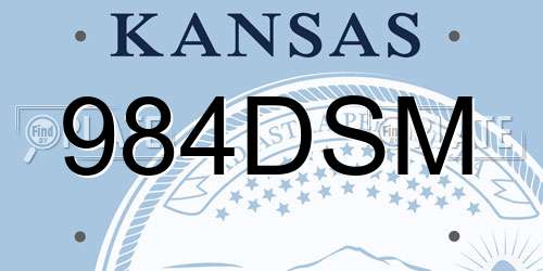 984DSM Kansas License Plate