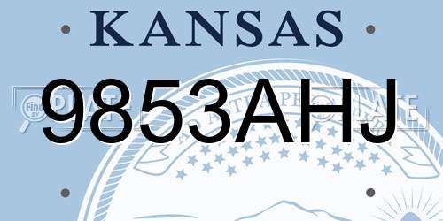 9853AHJ Kansas License Plate