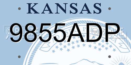 9855ADP Kansas License Plate