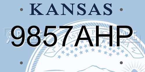 9857AHP Kansas License Plate