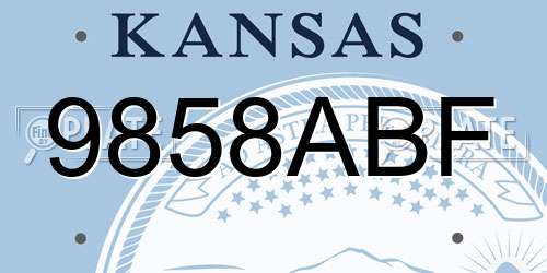 9858ABF Kansas License Plate