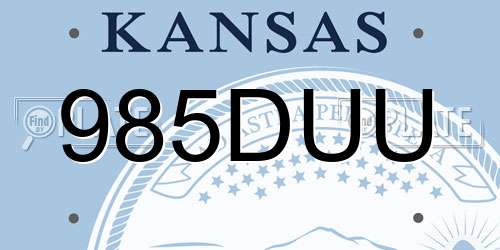 985DUU Kansas License Plate