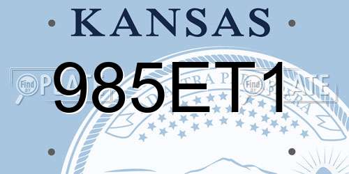 985ET1 Kansas License Plate