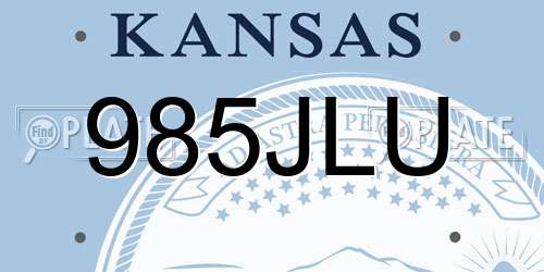 985JLU Kansas License Plate