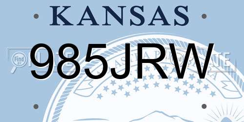 985JRW Kansas License Plate