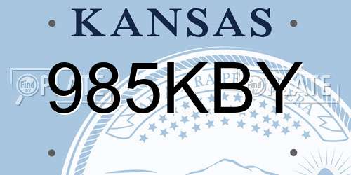 985KBY Kansas License Plate