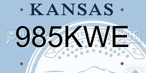 985KWE Kansas License Plate