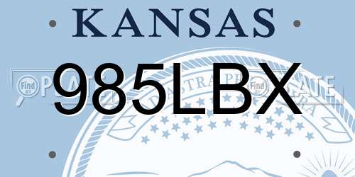 985LBX Kansas License Plate