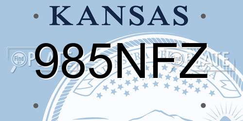 985NFZ Kansas License Plate