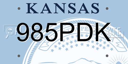985PDK Kansas License Plate