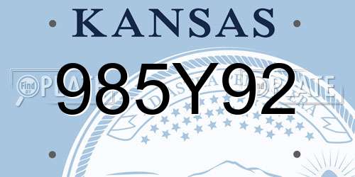 985Y92 Kansas License Plate