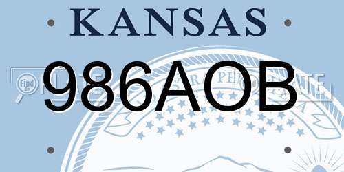 986AOB Kansas License Plate