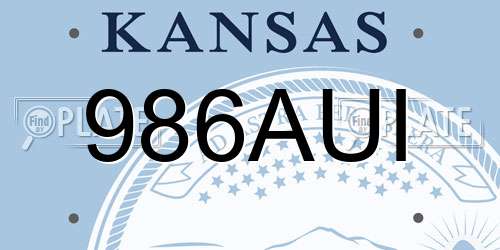 986AUI Kansas License Plate