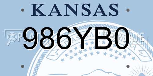 986YB0 Kansas License Plate