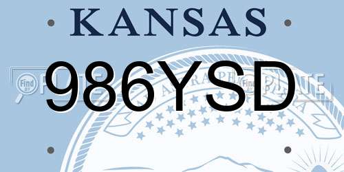 986YSD Kansas License Plate