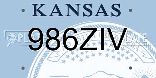 986ZIV Kansas License Plate