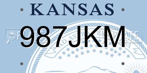 987JKM Kansas License Plate
