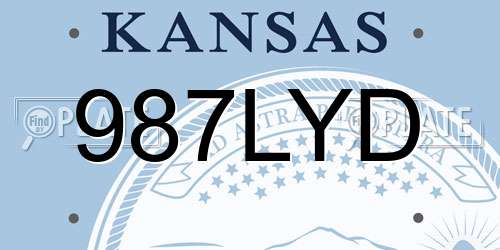 987LYD Kansas License Plate